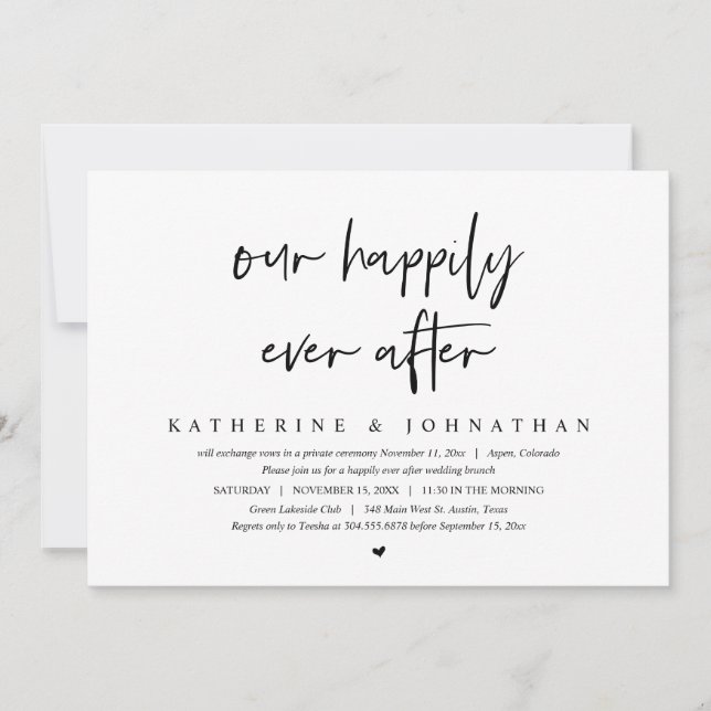 Invitation Notre Joyeux Après, Mariage Elopement Brunch (Devant)