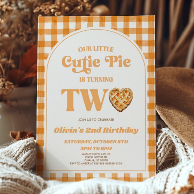 Invitation Notre Little Cutie Pie Retro 2e fête d'anniversair (Créateur téléchargé)