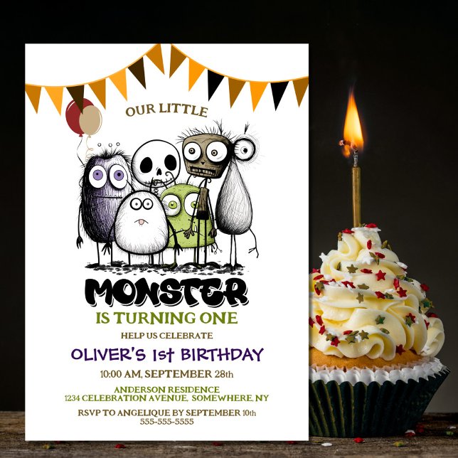Invitation Notre Little Monster 1er anniversaire (Créateur téléchargé)