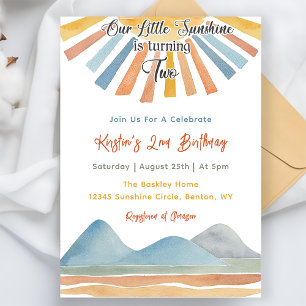 Invitation Notre Little Sunshine Rainbow 2e fête d'anniversai