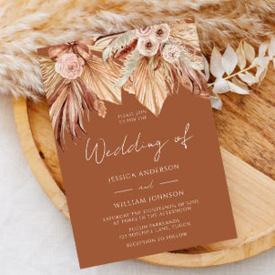Invitation Notre Mariage bohème : Boho floral séché en terre