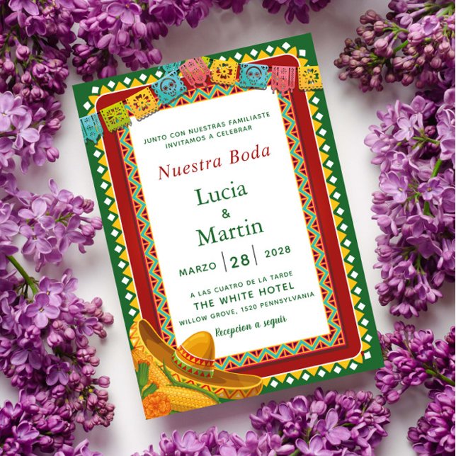 Invitation Notre Mariage Fiesta Mexicaine Colorée (Créateur téléchargé)