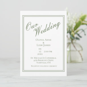 Invitation Notre Mariage Sage Vert Moderne Mariage élégant