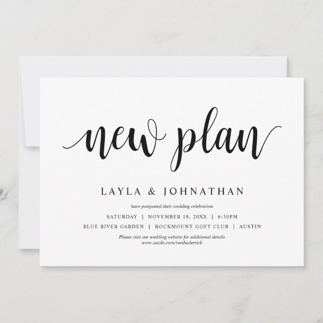 Invitation Notre nouveau Mariage de plan Modifier la date (Devant)
