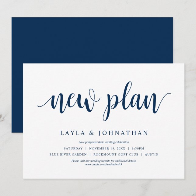 Invitation Notre nouveau plan de mariage change la date (Devant / Derrière)