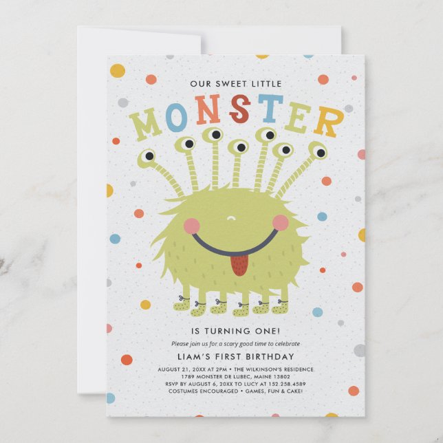 Invitation Notre petit anniversaire monstre (Devant)