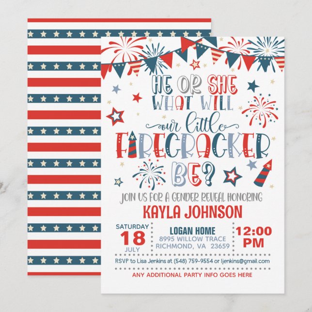 Invitation Notre petit Baby shower de révélation de genre de  (Devant / Derrière)