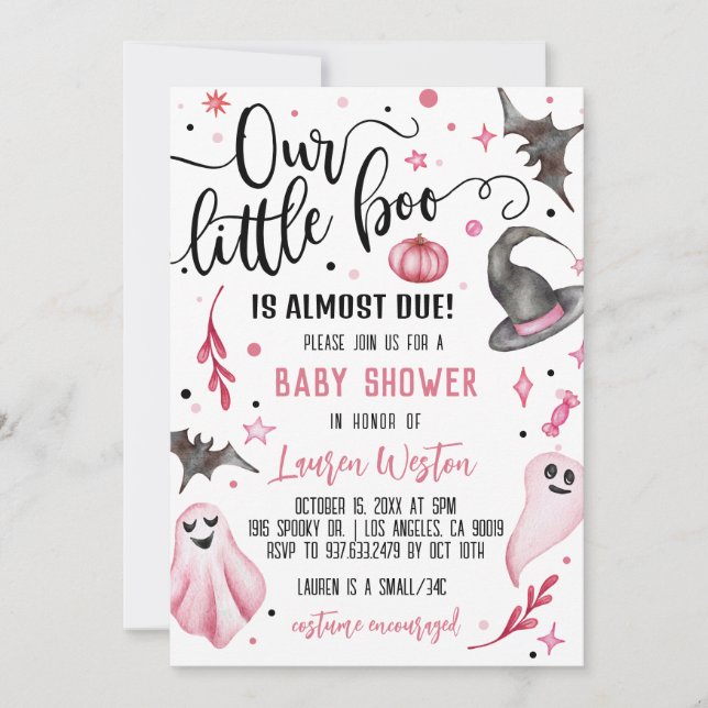 Invitation Notre petit Baby shower d'Halloween Boo (Devant)