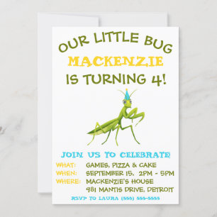 Invitation Notre Petit Bogue, Mantis De Prière, Anniversaire