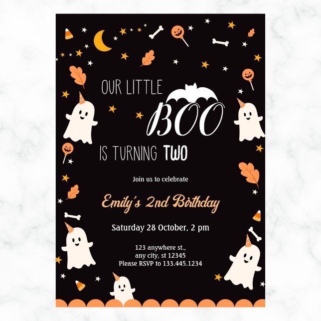 Invitation Notre Petit Boo est Fille Halloween Anniversaire N (Créateur téléchargé)