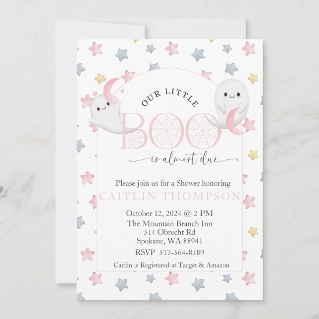 Invitation Notre Petit Boo est presque dû Halloween Baby (Devant)