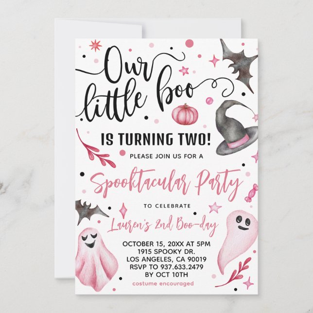 Invitation Notre petit Boo Halloween 2e anniversaire (Devant)