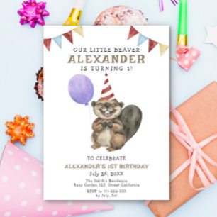 Invitation Notre petit castor fête son premier anniversaire