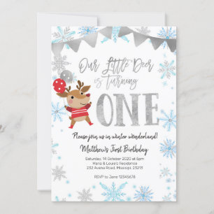 Invitation Notre Petit Cerf fête un anniversaire d'hiver