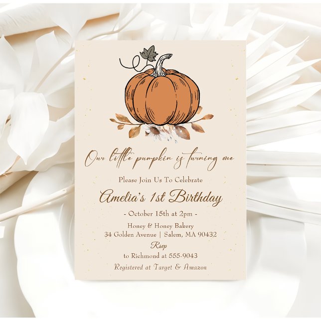 Invitation Notre Petit Citrouille 1er anniversaire (Créateur téléchargé)