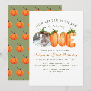 Invitation Notre petit Citrouille 1er anniversaire automne ph