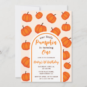 Invitation Notre Petit Citrouille 1er Anniversaire Orange