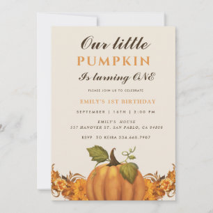 Invitation Notre Petit Citrouille a un An 1er Anniversaire