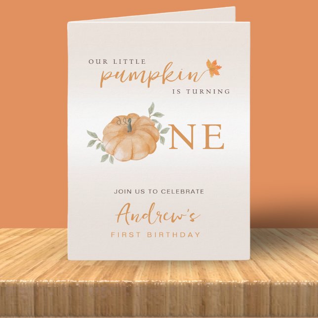 Invitation Notre Petit Citrouille Automne 1er anniversaire (Créateur téléchargé)