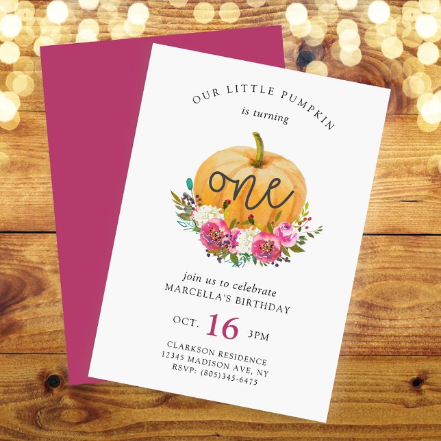 Invitation Notre Petit Citrouille Chute Florale (Créateur téléchargé)
