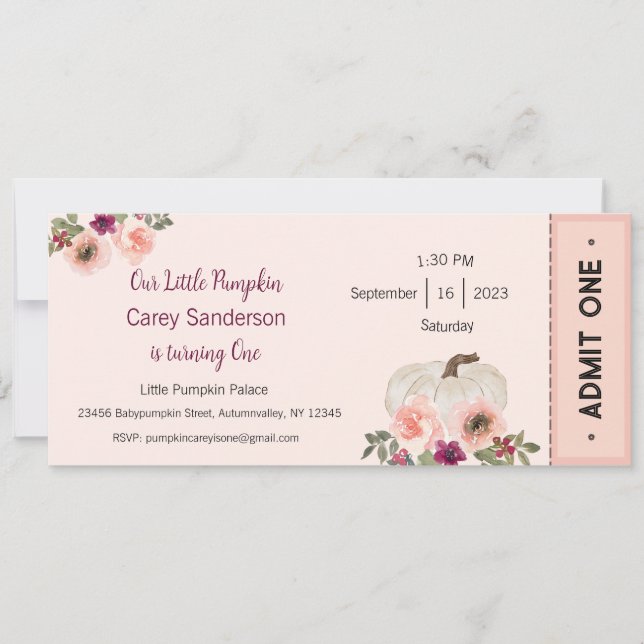 Invitation Notre petit Citrouille est une invitation, 1er ann (Devant)