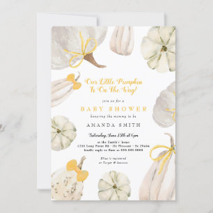 Invitation Notre petit Citrouille Jaune Bow Baby shower rusti