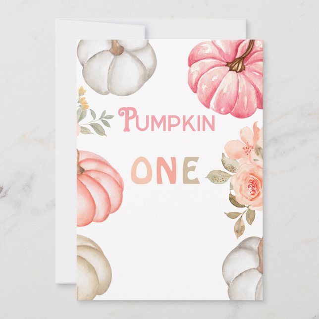 Invitation Notre petit Citrouille | Pink Bold Girl 1er annive (Devant)