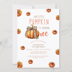 Invitation Notre petit Citrouille Premier Anniversaire Bow Ci