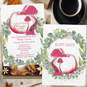 Invitation Notre petit Citrouille rose 1er anniversaire couro