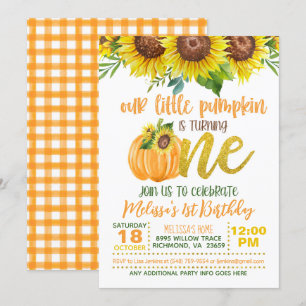 Invitation Notre petit citrouille (Tournesol) a UN AN 