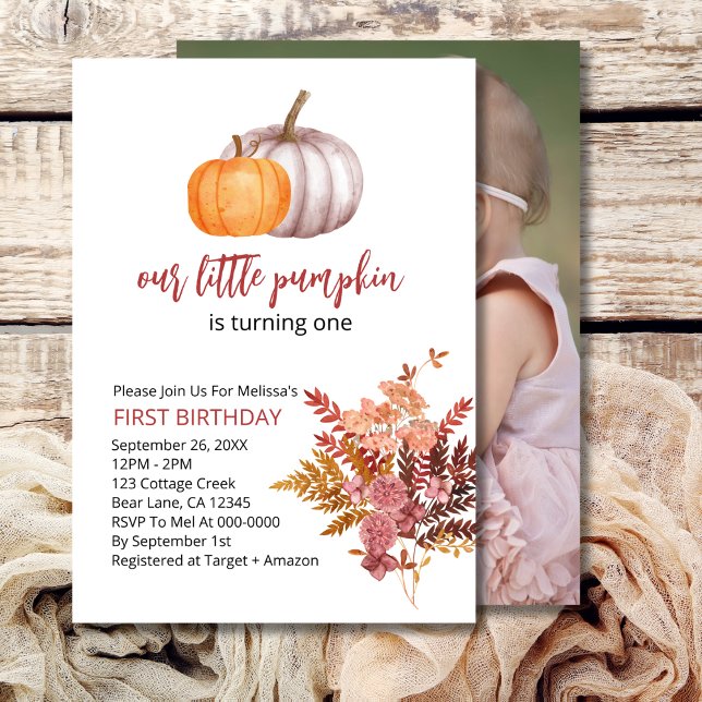 Invitation Notre petit Citrouille va tomber boho bordeaux (Créateur téléchargé)