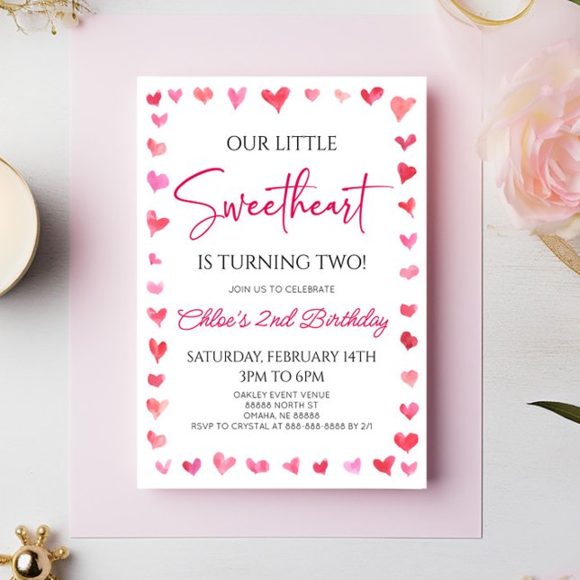 Invitation Notre Petit Coeur Rose Coeur Chéri Fête d'Annivers (Créateur téléchargé)