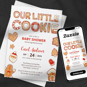 Invitation Notre Petit Cookie Noël Bébé Fête Prénatale d'Hive