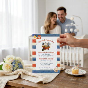 Invitation "Notre Petit Feu d'Artifice" Baby Shower pour Cou