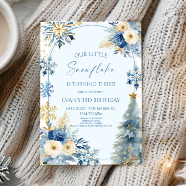 Invitation Notre petit Flocon de neige Blue Winter Birday Par (Créateur téléchargé)