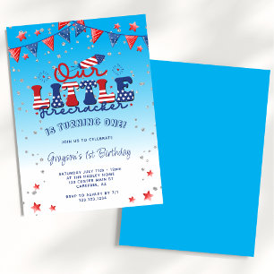 Invitation Notre petit garçon Firecracker Boy Blue 1er annive