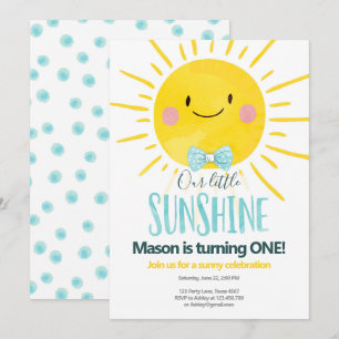 Invitation Notre petit garçon Sunshine Blue Bow Cravate Solei
