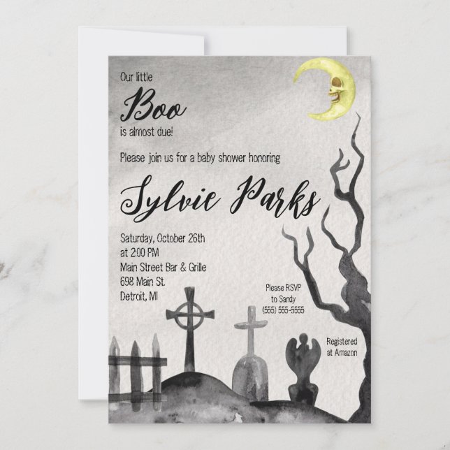 Invitation Notre petit livre est presque dû Baby shower de ci (Devant)