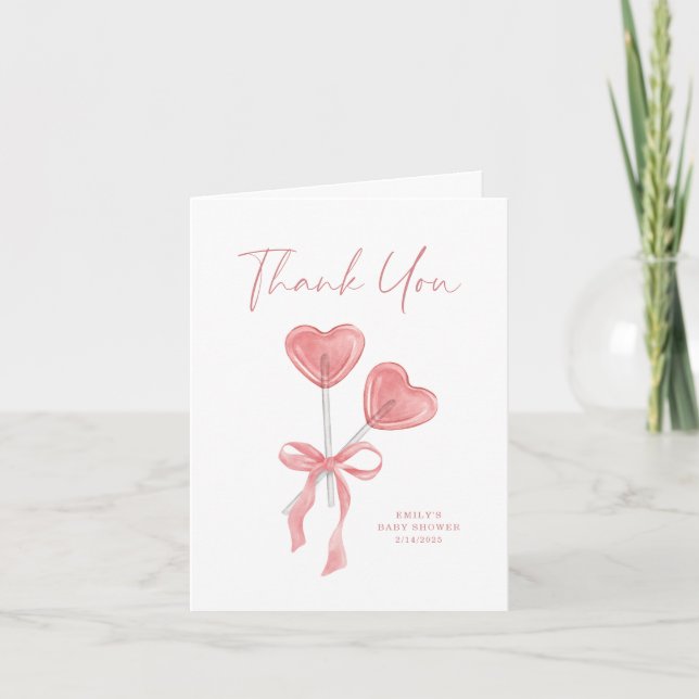 Invitation Notre petit Merci de Baby shower Saint-Valentin (Devant)