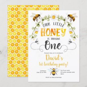 Invitation Notre petit Miel, Bumble bee, Bee 1er anniversaire