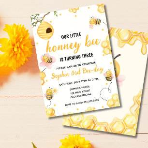 Invitation Notre Petit Miel Bumble Bee Floral Anniversaire