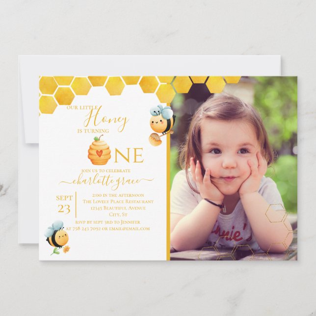 Invitation Notre petit miel tourne un thème d'apiculture Anni (Devant)