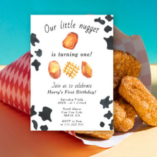 Invitation Notre petit nugget a un an Fête d'anniversaire pou
