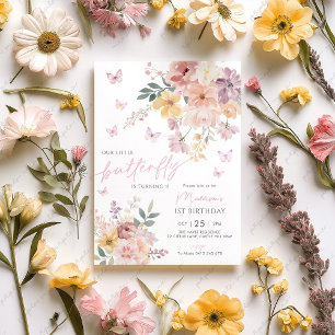 Invitation Notre Petit Papillon Floral 1er Anniversaire