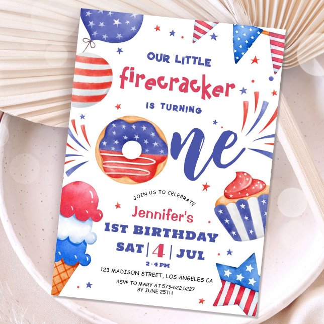 Invitation Notre Petit Pétard 4 Juillet 1er Anniversaire (Créateur téléchargé)