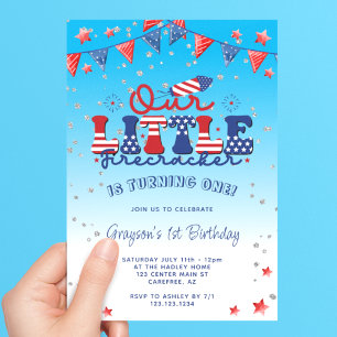 Invitation Notre petit pétard bleu 1er anniversaire