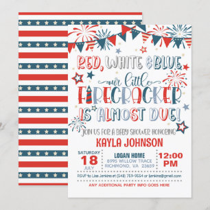 Invitation Notre petit pétard est presque dû Baby shower