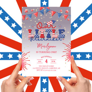 Invitation Notre Petit Pétard Lilac 1ère Fête d'Anniversaire