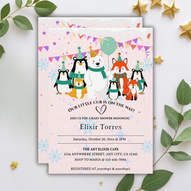 Invitation Notre Petit Petit Cub | Baby shower des animaux de (Créateur téléchargé)