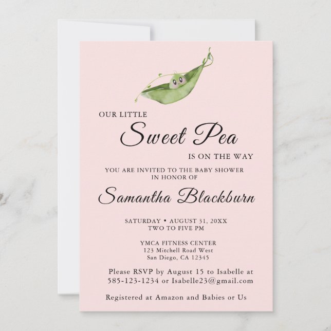 Invitation Notre Petit Pois Doux Sur Le Chemin Baby shower In (Devant)